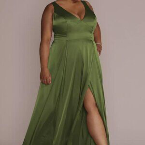 David's Bridal V-Neck Bridesmaid Dress